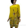 Bright yellow embroidered shift dress
